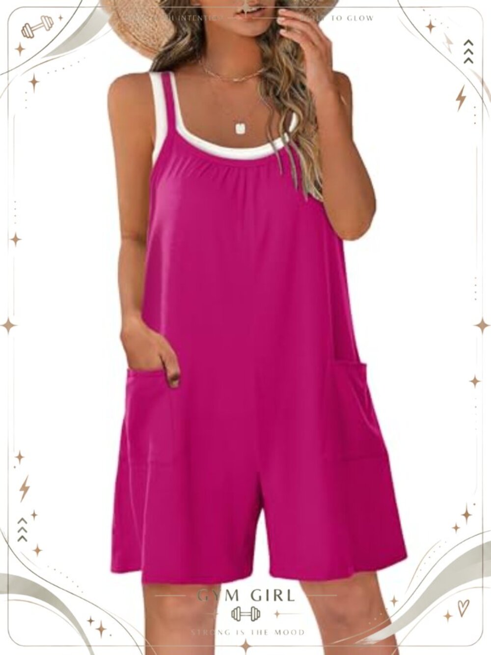 Women's Sleeveless Adjustable Strap Romper with Pockets